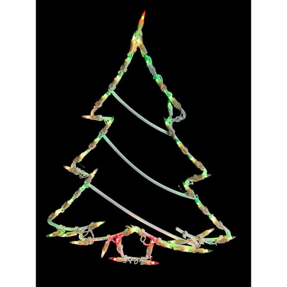 VTG Christmas Silhouettes Light Up Tree Indoor Outdoor Decoration USA! ***READ - Picture 1 of 4
